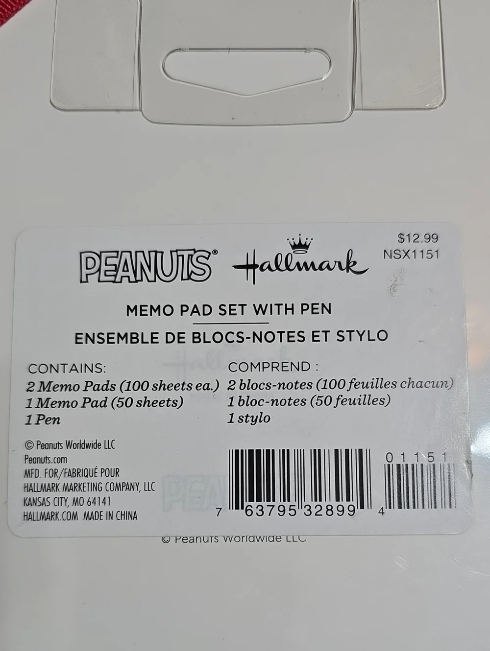 Peanuts Hallmark Holiday Notepad Set with Pen